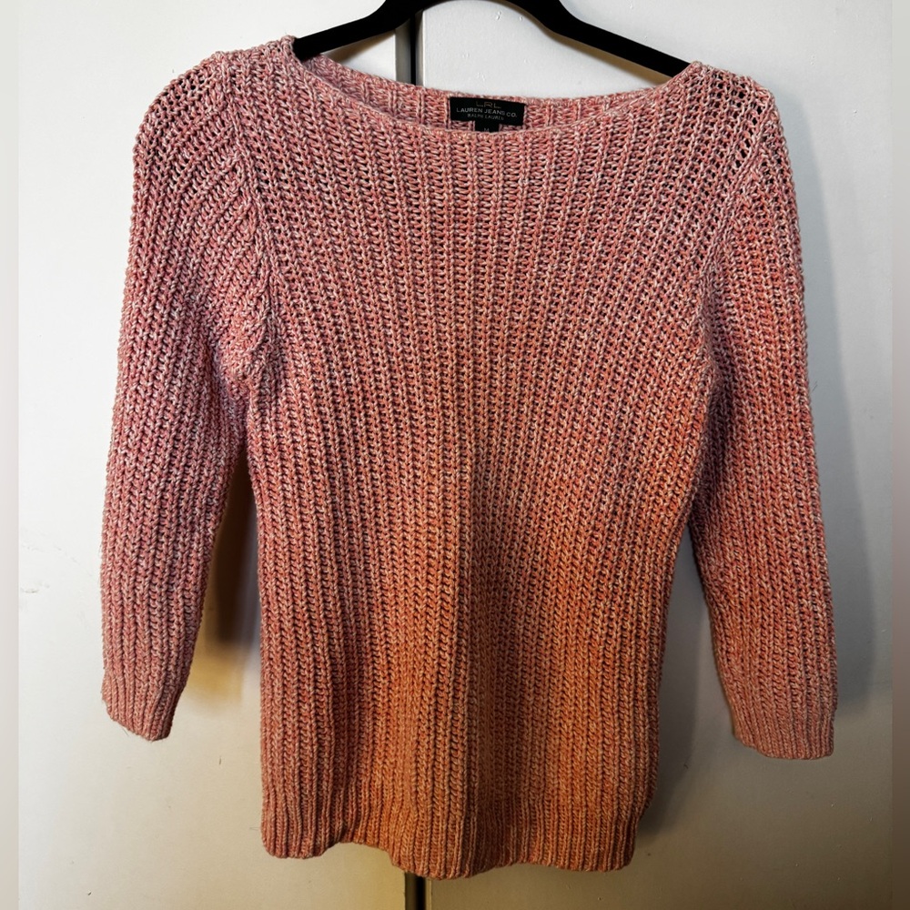 Ralph Lauren Pink 3/4 Sleeve Heavy Knit Sweater | Women’s Medium
